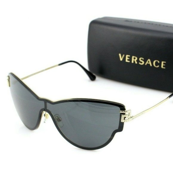 Versace VE 2172B 1252/6G Cat Eye Sunglasses Pale Gold/Grey Mirror Silver Lens